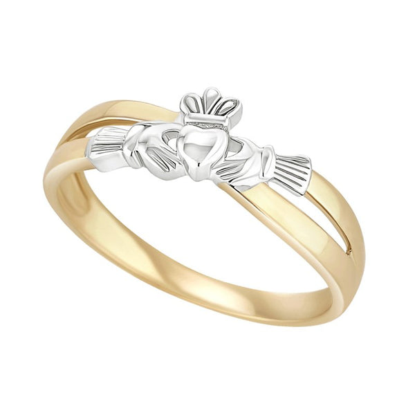 10K Gold Claddagh Crossover Ring