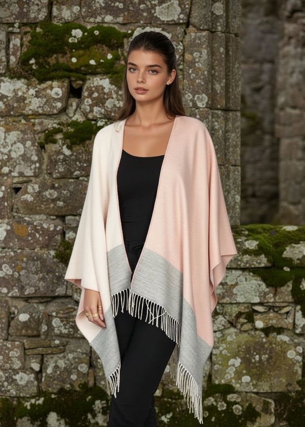 Jimmy Hourihan Fringed Shawl | Pink Block Check