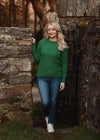 Ladies Slim-Fit Aran Sweater | Green