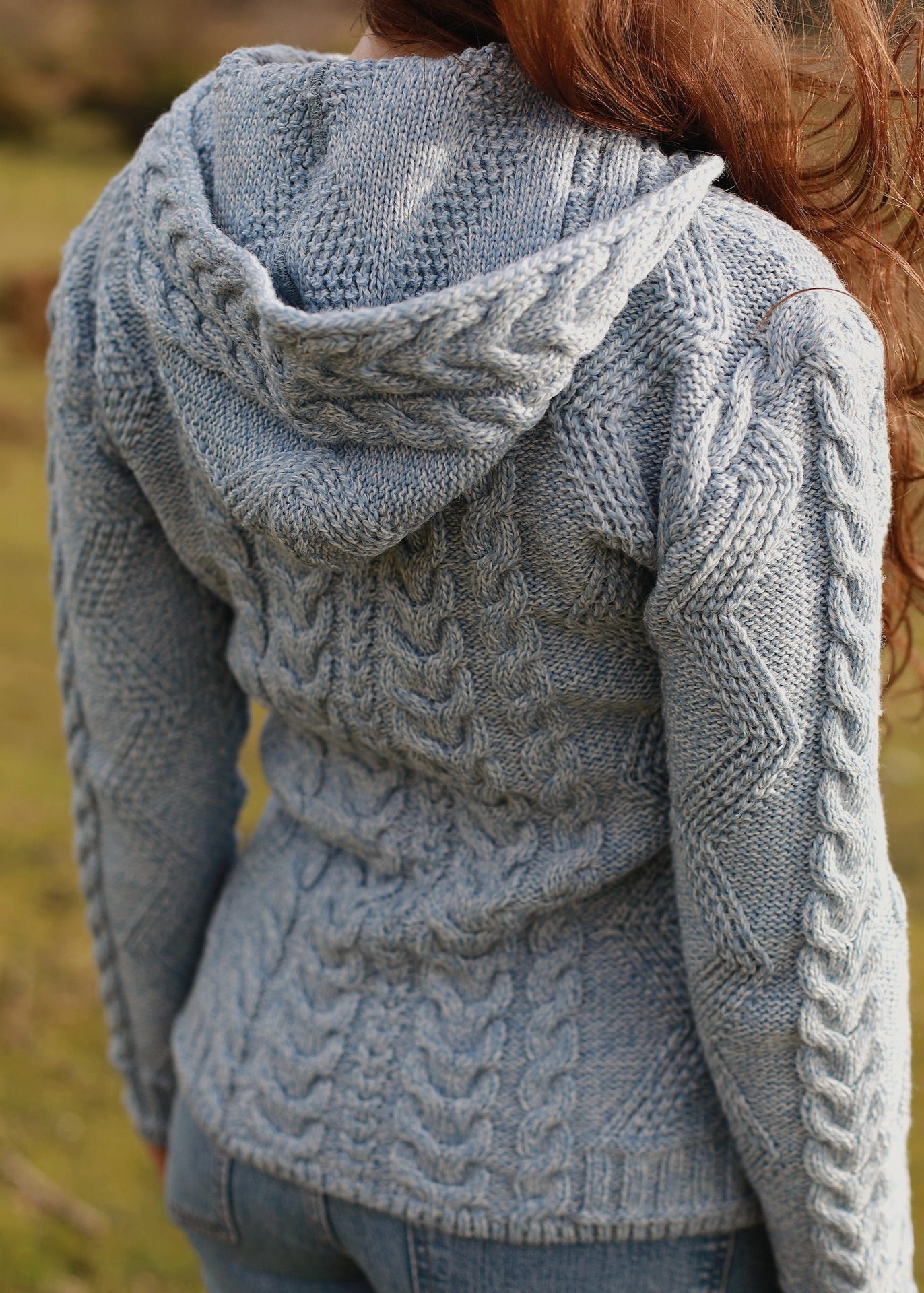 Aran Hooded Cardigan | Sky Blue