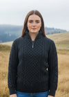 Aran Merino Wool Half Zip Sweater | Blackwatch
