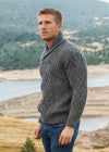 Aran Shawl Neck Sweater | Slate