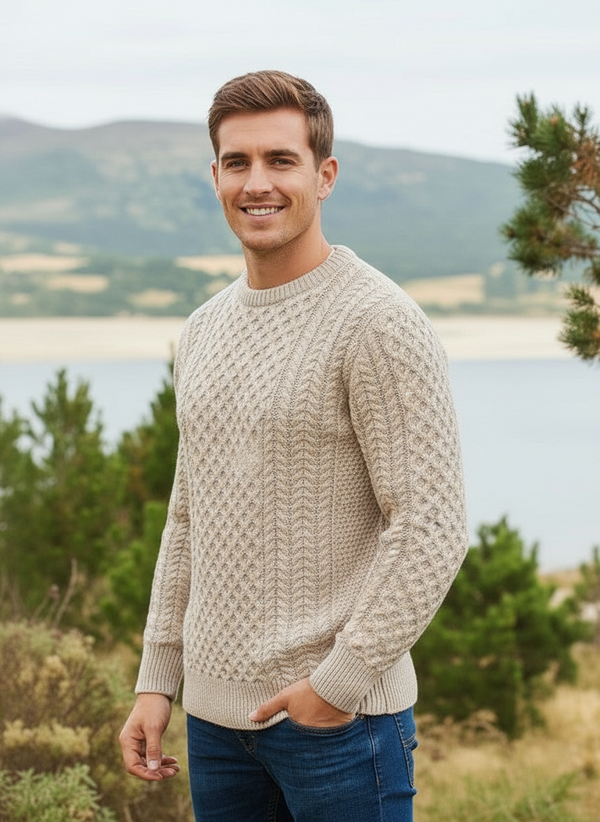 Unisex Aran Sweater | Camel - Clearance