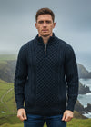 Aran Merino Wool Half Zip Sweater | Blackwatch