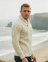 Aran Shawl Neck Sweater | Natural