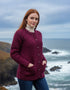 Aran Merino Wool Lumber Cardigan | Raspberry Marl