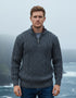 Aran Merino Wool Half Zip Sweater | Slate