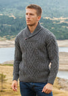 Aran Shawl Neck Sweater | Slate