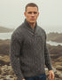 Aran Shawl Neck Sweater | Slate