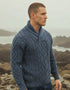 Aran Shawl Neck Sweater | Denim
