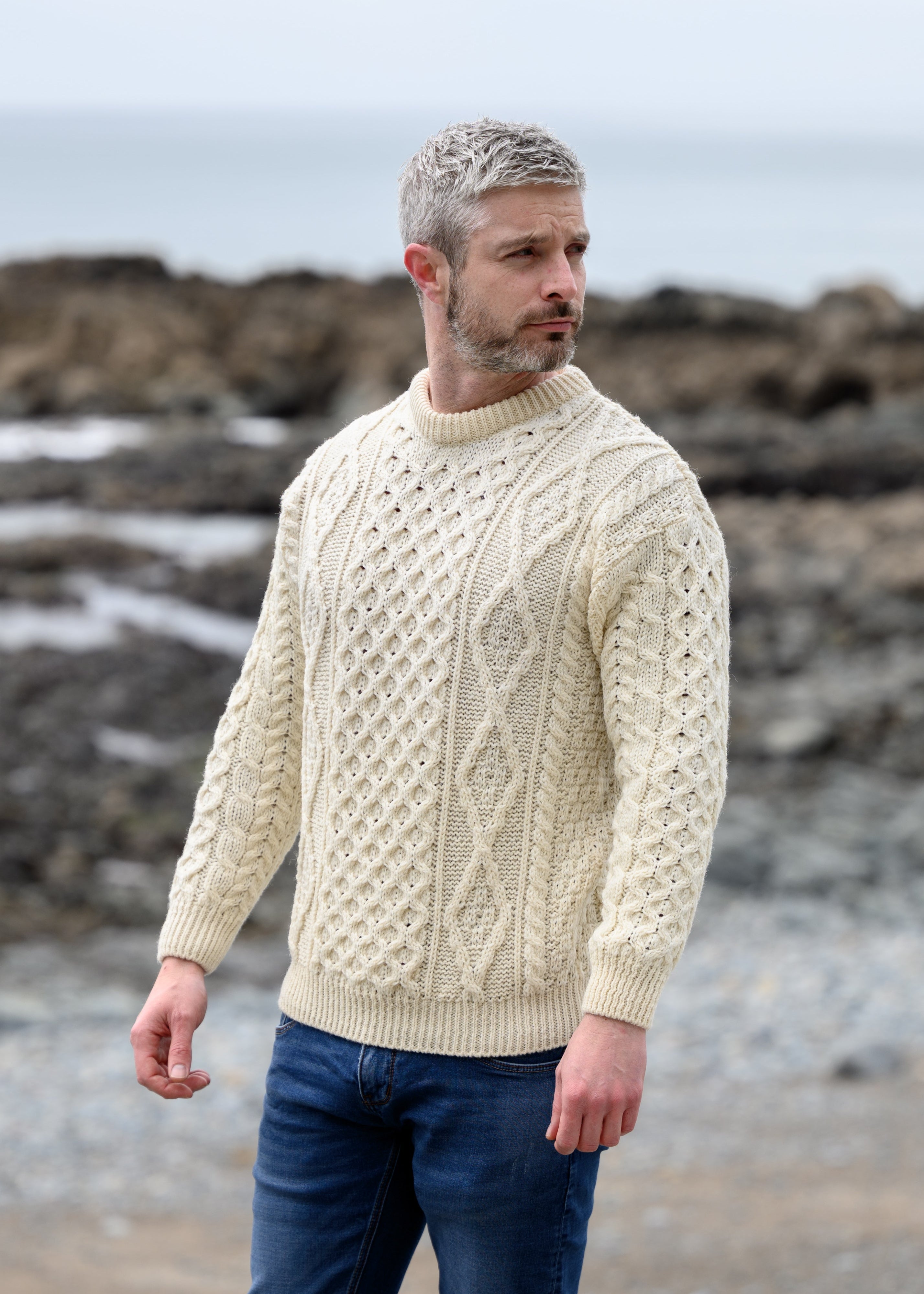 Aran Wool Sweater | Natural