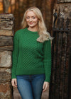 Ladies Slim-Fit Aran Sweater | Green