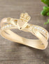 10K Gold CZ Claddagh Crossover Ring