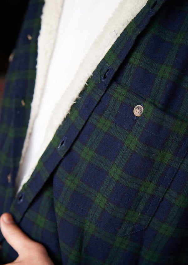 Lee Valley Flannel Fleece Lined Shirt | Navy Green Mix