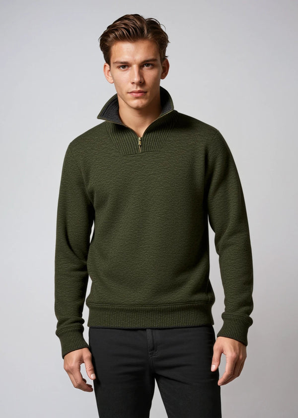 IrelandsEye Men's Half Zip Pullover | Green Marl