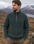 Herren-Pullover aus Merinowolle mit Fischerrippe und halbem Reißverschluss | DWB