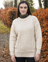 Unisex Oversized Lightweight Aran Sweater | Natural Irish Wool
