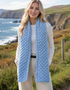 Aran-Merino-Wollschal mit Wabenmuster | Himmelblau meliert