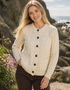 Ladies Aran Cardigan | 100% Wool | Natural