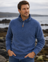 Herren-Pullover aus Lammwolle mit Viertelreißverschluss – Grün meliert | IrelandsEye Strickwaren
