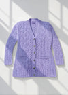 Glebe Aran Long Line Cardigan | Lavender