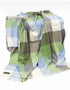John Hanly Baby Blue Green Block Check Lambswool Throw - Irish Made Blanket