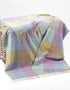 John Hanly Pink Blue Yellow Lilac Block Check Blanket