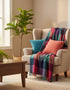 Lambswool Throw Bright Pink, Purple and Teal Block Check