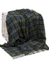 John Hanly Lambswool Throw Denim Green Plaid