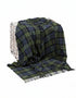 John Hanly Denim Green Plaid Lambswool Throw | Irish Wool Blanket