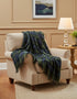 John Hanly Lambswool Throw - Denim Green Plaid Irish Blanket