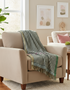 Lambswool Throw Cream Green Blue Small Block - Clearance