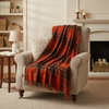Lambswool Throw Orange Tartan Mix