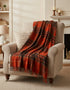 Lambswool Throw Orange Tartan Mix