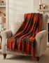 Lambswool Throw Orange Tartan Mix