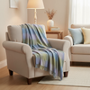 Lambswool Throw Blue Green Lilac Herringbone Check
