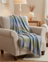 Lambswool Throw Blue Green Lilac Herringbone Check