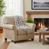 John Hanly Sky Beige Gaurd Check Throw