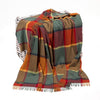 John Hanly Lambswool Throw Orange Green Yellow and Wine Check