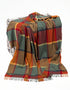John Hanly Lambswool Throw Orange Green Yellow and Wine Check