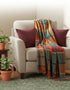John Hanly Lambswool Throw Orange Green Yellow and Wine Check