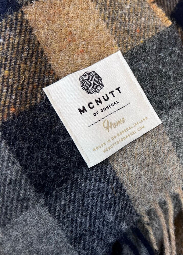 McNutt Pure Wool Throw | Navy Mustard
