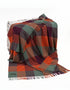 John Hanly Lambswool Throw Orange Maroon Sea Green Block