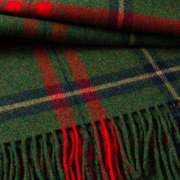 John Hanly Lambswool Throw | Green Red Navy Blue Check