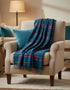 John Hanly Lambswool Throw | Blue Pink Grey Check