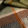 John Hanly Lambswool Throw | Green Brown Orange Check