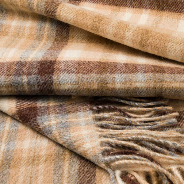 John Hanly Lambswool Throw | Brown Check