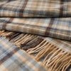 John Hanly Lambswool Throw | Blue Cream Brown Denim Check