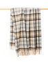 John Hanly Lambswool Throw | Blue Cream Brown Denim Check