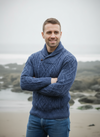 Aran Shawl Neck Sweater | Denim